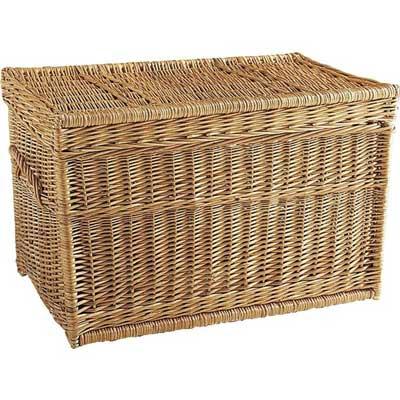 Malle de rangement en osier pour espace creatif